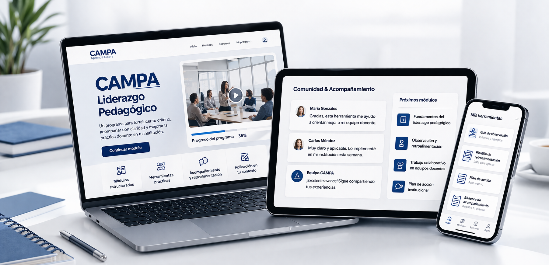 Experiencia digital del programa CAMPA Liderazgo Pedagógico